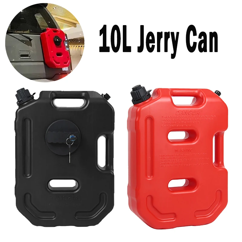 5L Universal Spare Petrol Tanks Red Black Plastic Jerry Can Fuel Tank Gasoline Container with Lock Key for Car Motorcycle RV SUV