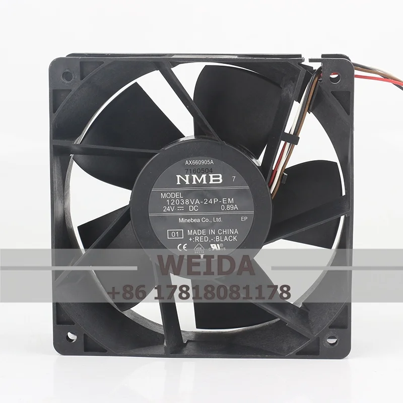NMB 12V 48V 12038 12CM 120X120X38MM frequency converter ball bearing AC EC 4-wire 12038VA-24P-EM cooling fan DC 24V 0.89A
