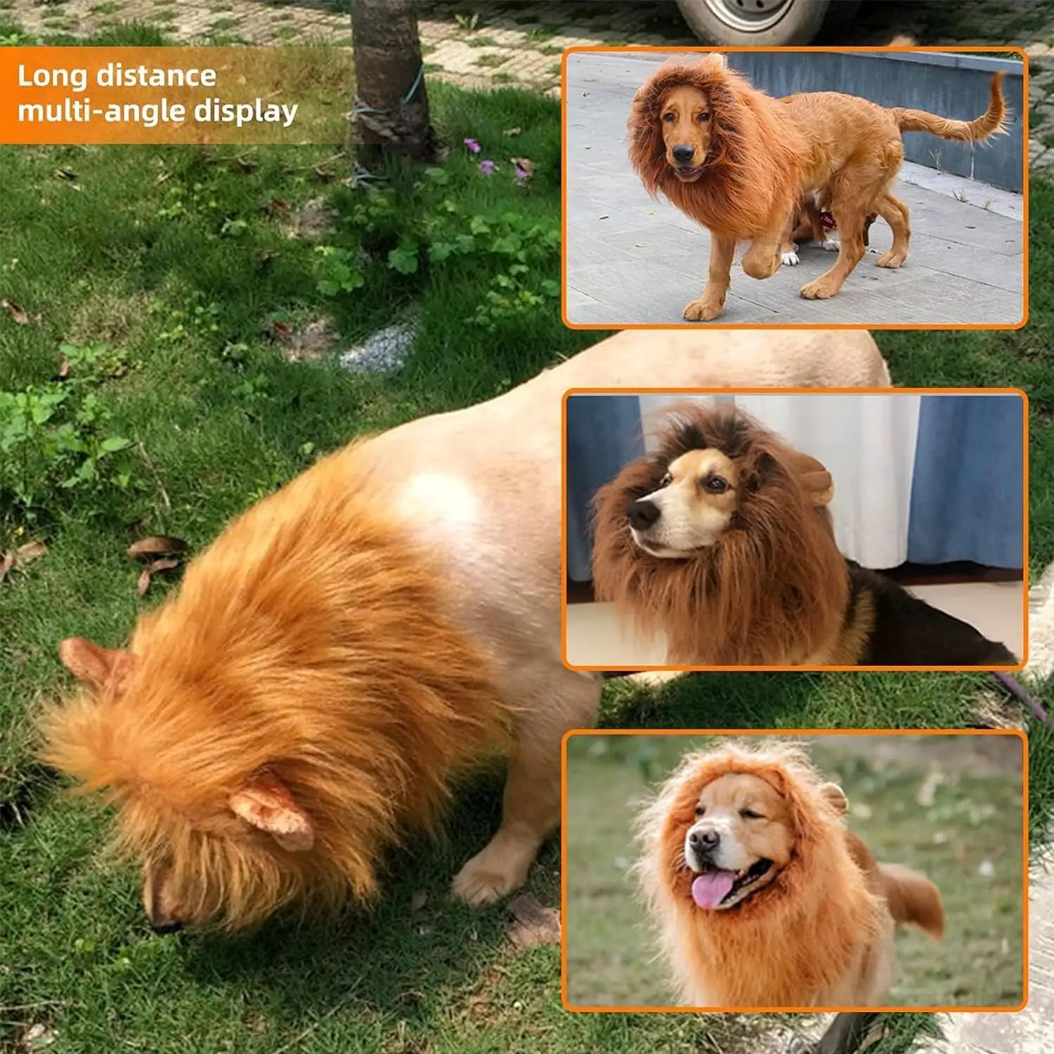 Halloween Accessories Pet Lion Head Wig Cosplay Dog Head Set Everyday Party Pet Supplies Creative Funny Dog Hair