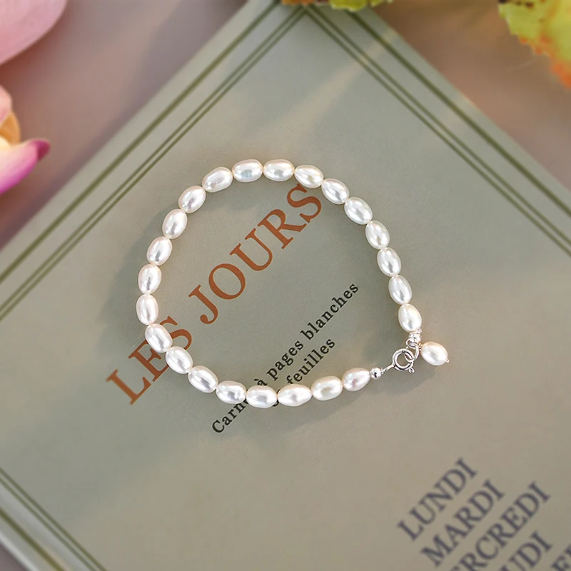 ASHIQI Children Bracelet Real MiNi Natural Freshwater Pearl for Girl Kid Lovely Gift with 925 Sterling Silver Jewelry