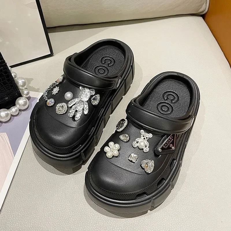 Women Sandals 2024 New Arrival Elegant Clogs Fashion Street Beach Slides Height Increasing Slippers For Girls