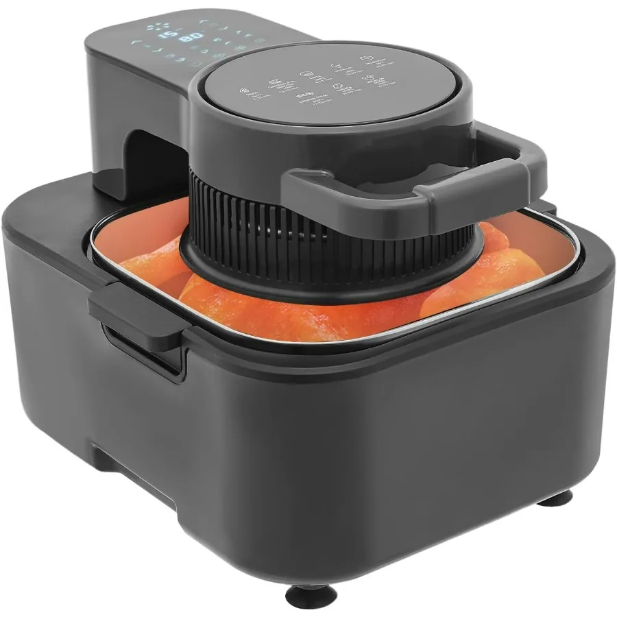 

9.51QT Large Air Fryer with 8 Presets Digital Display Compact 1350W XL Air Fryer Basket Touch Controls Quick Meals Dishwasher S