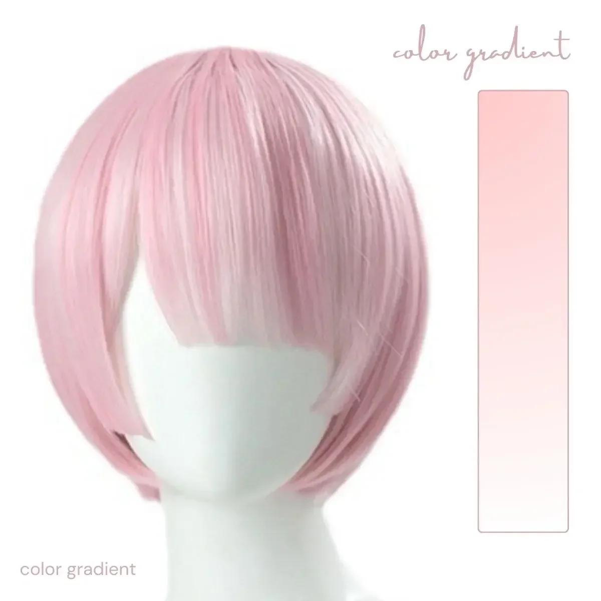 2025 Halloween Perruque de Cosplay synthétique rose courte Lolita avec frange, cheveux résistants à la chaleur pour femmes,