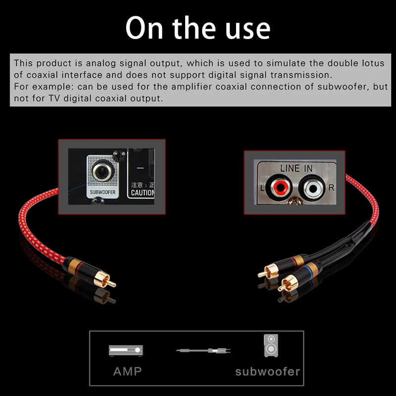 Kabel Audio Hifi RCA do 2RCA męski kabel rozdzielacz Y kable 1m 2m 3m 5m kabel RCA do wzmacniacza DVD odtwarzacz MP3 / MP4