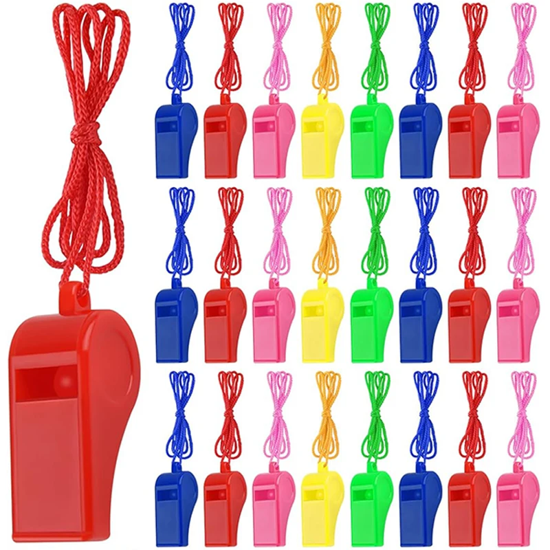 6~50pcs Colorful Plastic Whistles With Lanyards for Party Favors Festival Gathering Gift Noise Generator Cheer Whistle TMZ