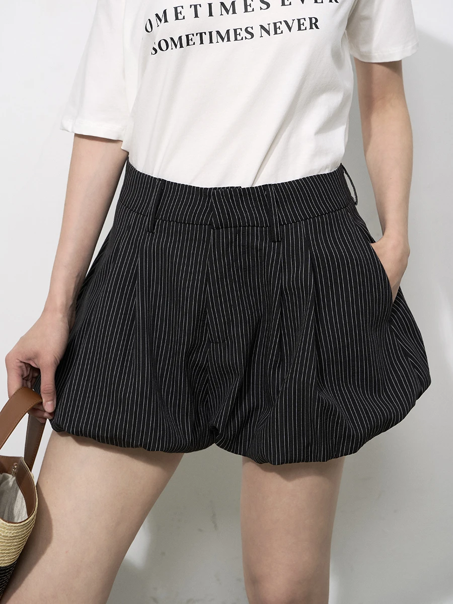 

DeeSicile Casual Versatile Women's ort Pants Striped 3D Pumpkin Skirt Pants Loose Fit Summer Polyester Fiber Lantern Pants