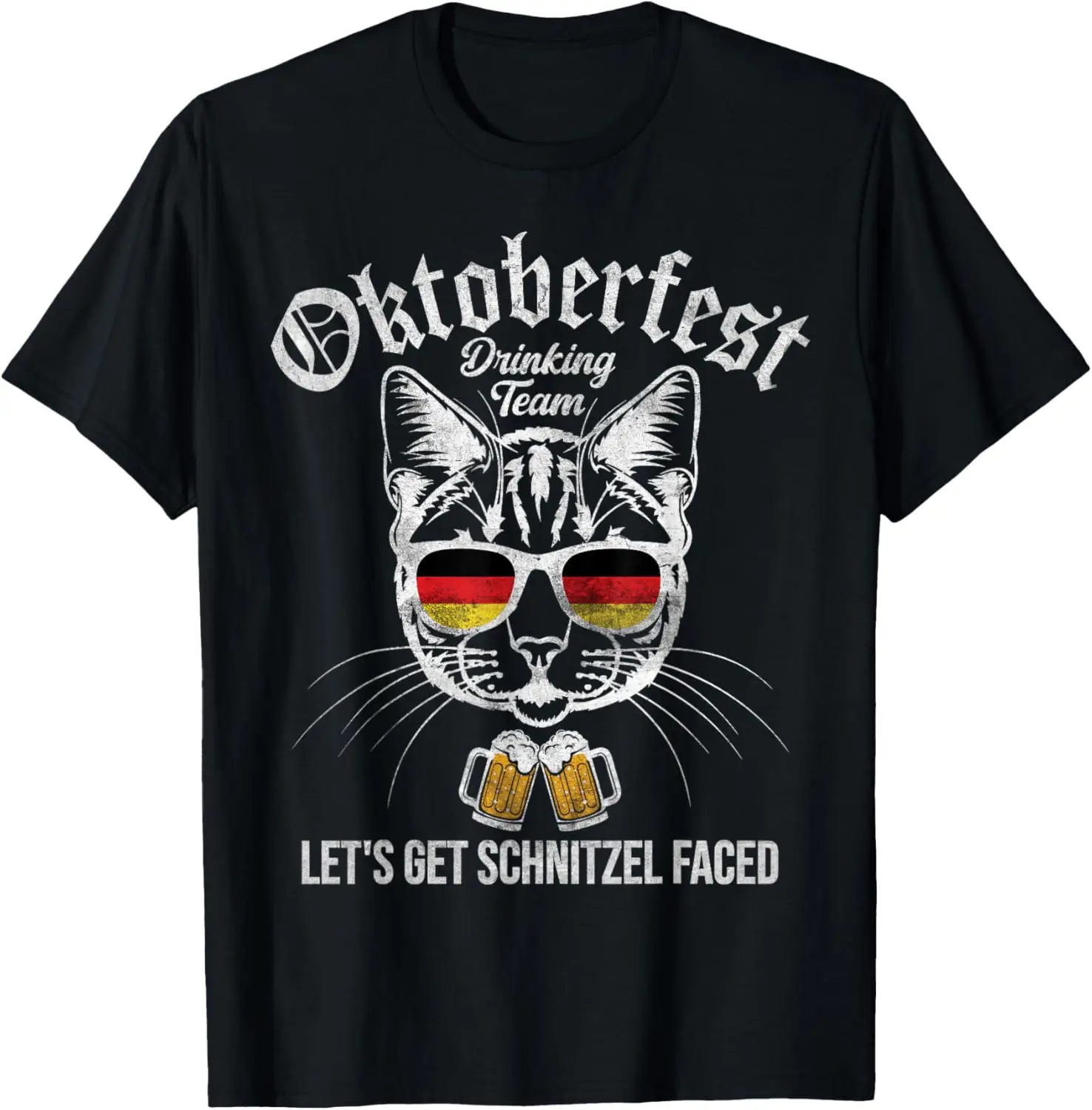 Oktoberfest Drinking Team Let's Get Schnitzel Faced T-Shirt Y2k Couple Kawayi Short Sleeve Printed T-shirt