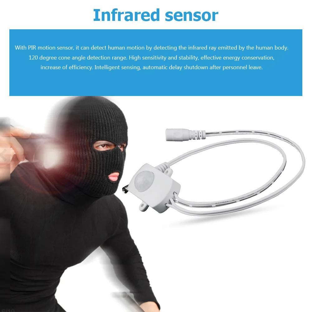 PIR Infrared Motion Detector DC 5V-24V Mini Infrared Motion Sensor Adjustable for Kitchen Cabinet Closet LED Lighting