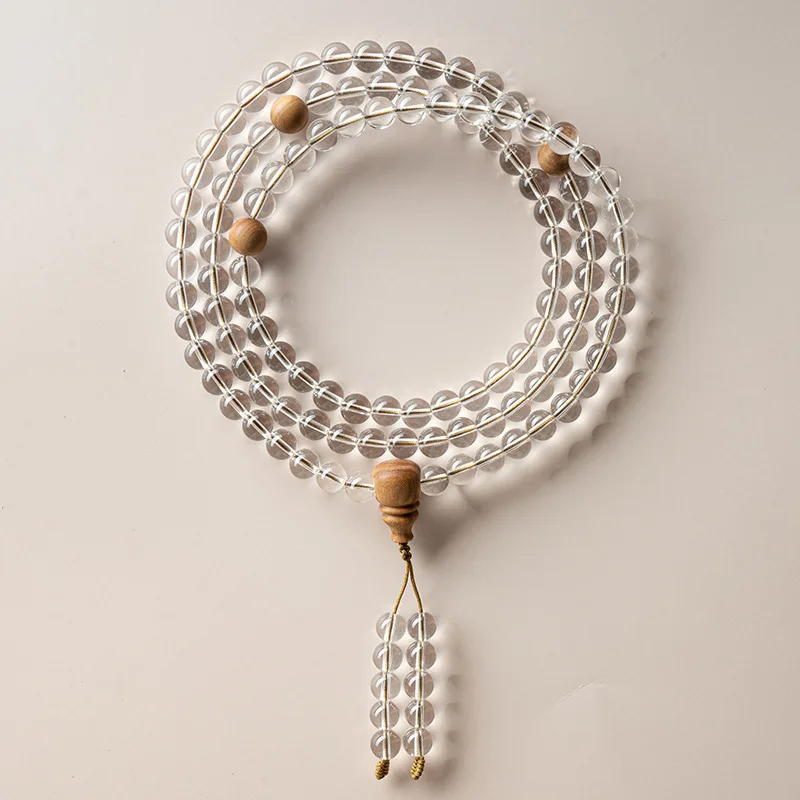 

White 108 Buddhist Prayer Beads Old Mountain Sandalwood Bracelet Necklace Dual-use Men and Women