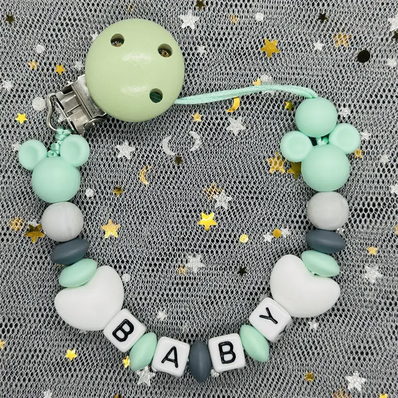 Custom Name Pacifier DIY Silicone Baby Pacifier Clips Personalised Name Colorful Pacifier Chains Teething BPA Free Silicone Gift