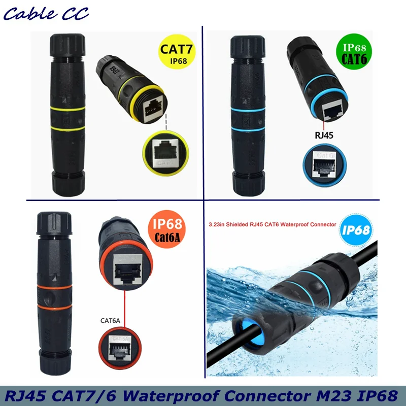 IP68 Waterproof Female to Female RJ45 Coupler, 10GB Shielded Pure Copper Ethernet Connector for Starlink/Cat6/Cat6A/Cat7 Cable