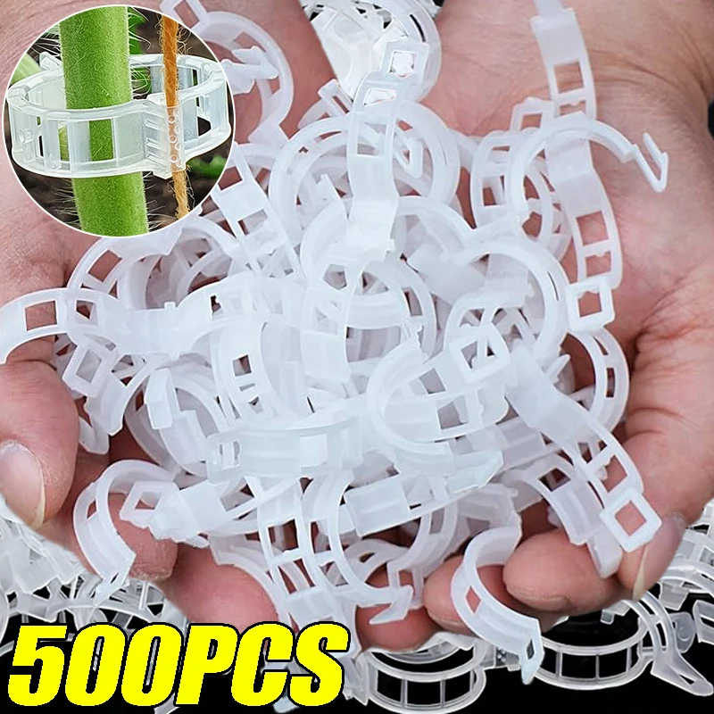

500/50PCS Plant Support Clips Reusable Plastic Connects Vine Fixing Clip Tomato Grape Vegetable Plants Holder Buckle Garden Tool