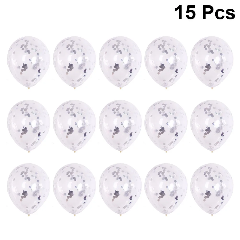 

15Pcs Confetti Balloons Transparent Silver Creative Latex Balloons Party Decorations Birthday Wedding Festival Supplies