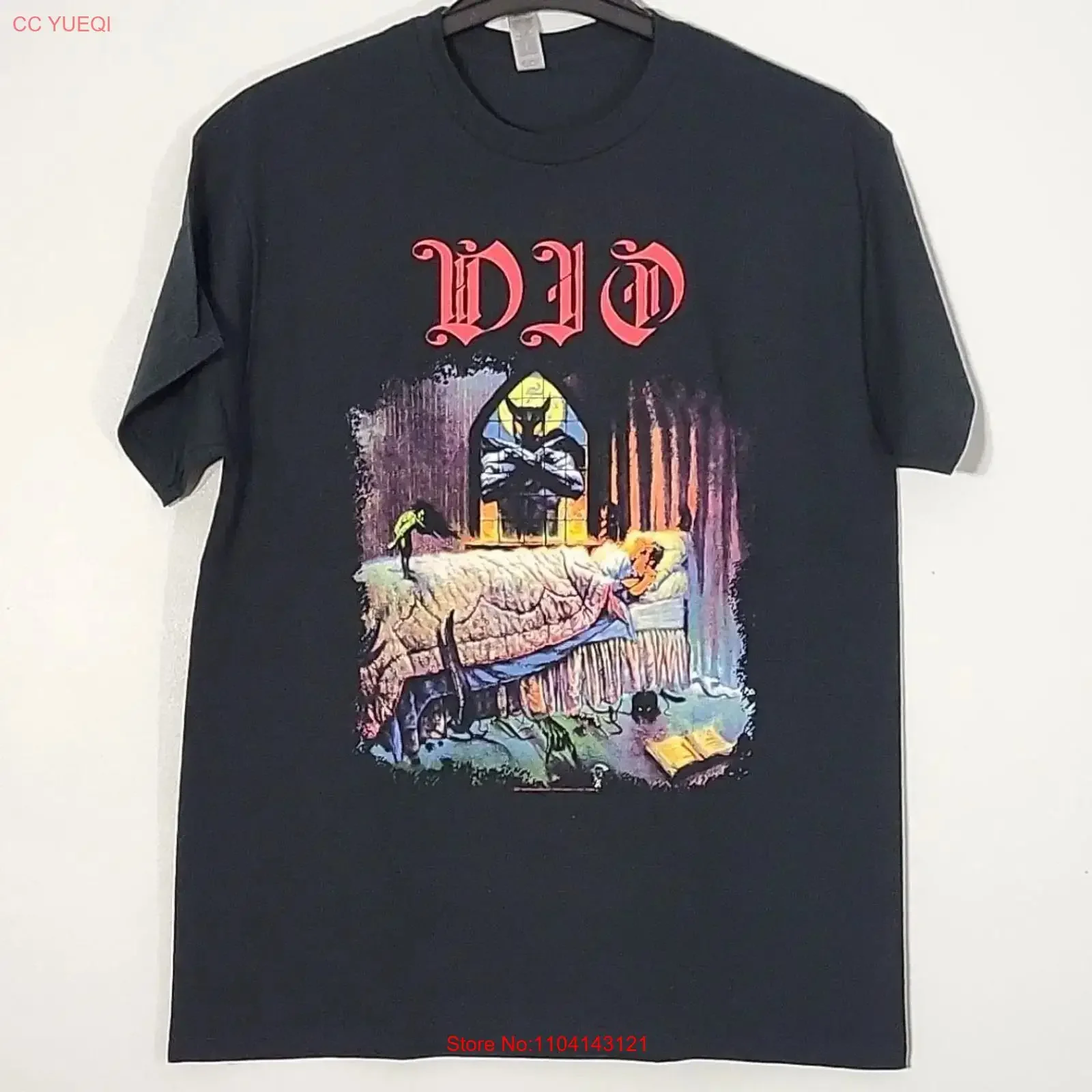 DIO Dream Evil L LARGE Official T Shirt Black Mens Band Logo vintage Washed designer clothes Unisex graphic Soft homme Casual