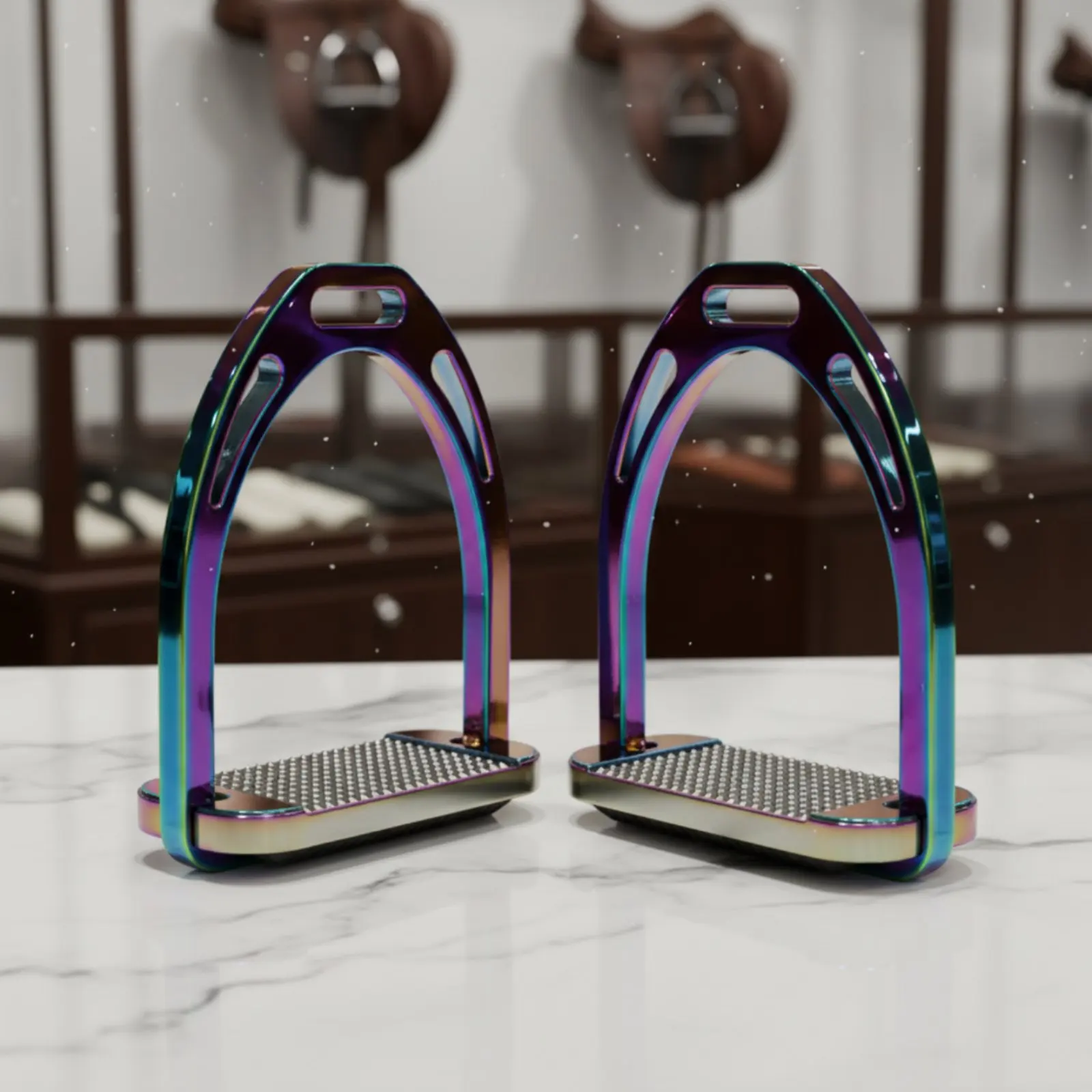 

Aluminum Horse Stirrups Lightweight Anti-Slip Stirrups Aluminum Stirrup Long-Lasting Polished Stirrup Ergonomic Design