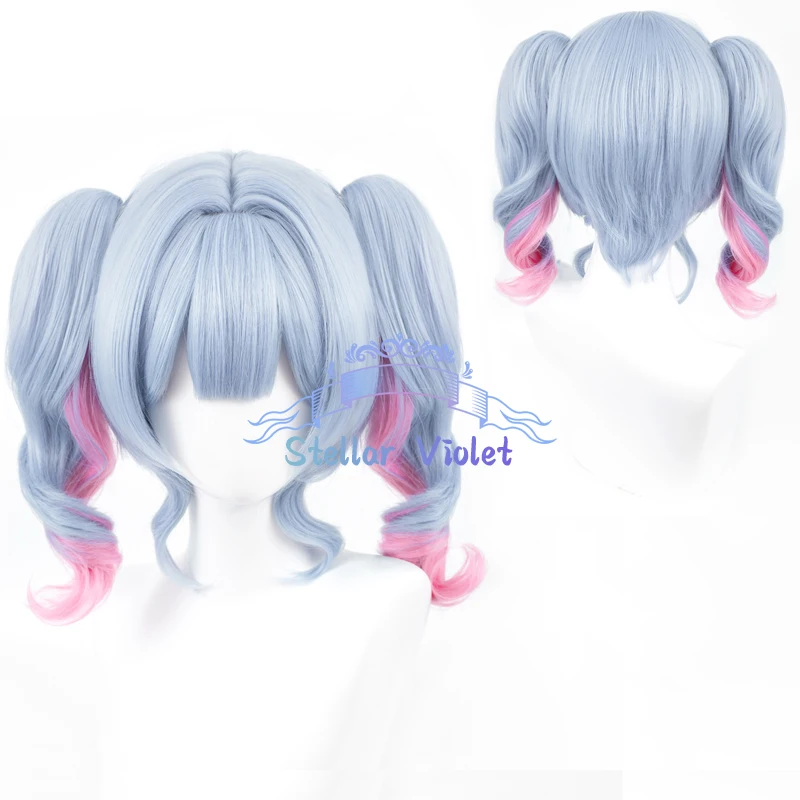 vocaloid-ミクウィッグ-ラビットホール-コスプレウィッグ-コスプレ衣装-40-センチメートルショートヘアブルーピンクダブルポニーテール合成かつらパーティー