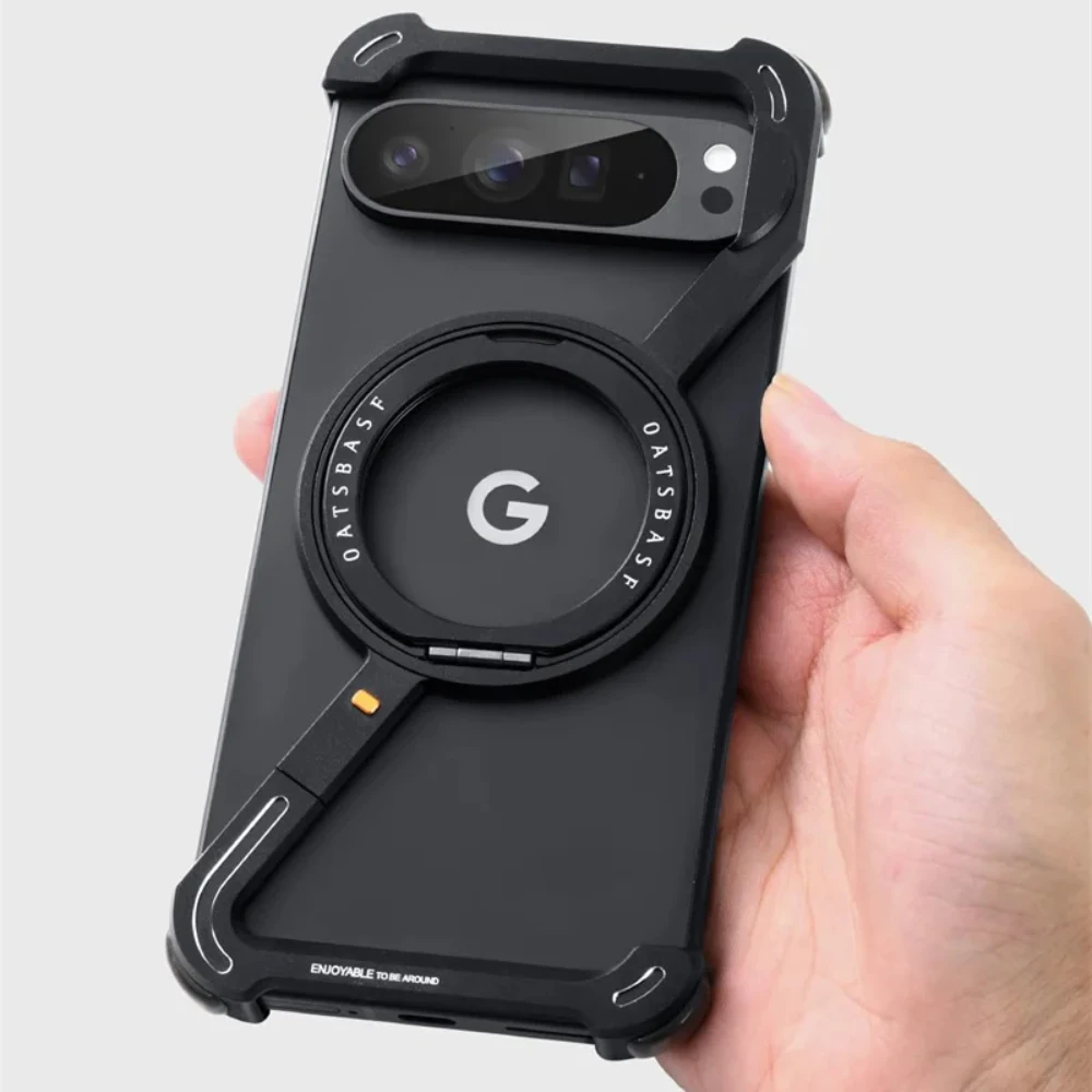 

Metal Magsafe Borderless Phone Case For Google Pixel 9 Pro XL/Pixel 9 Pro Wireless Charging Bracket Shock-Absorbing Bumper Cover