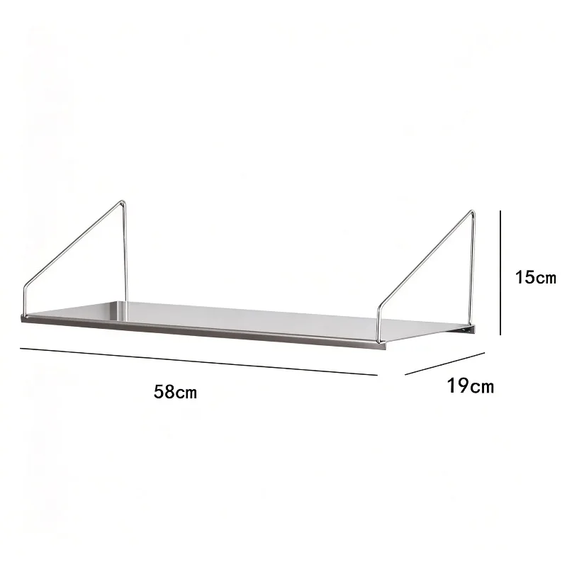 ‌Industrial Style Stainless Steel Wall Bookshelf Minimalist Floating Shelf Space-saving Storage Rack for Living Room Home Decor