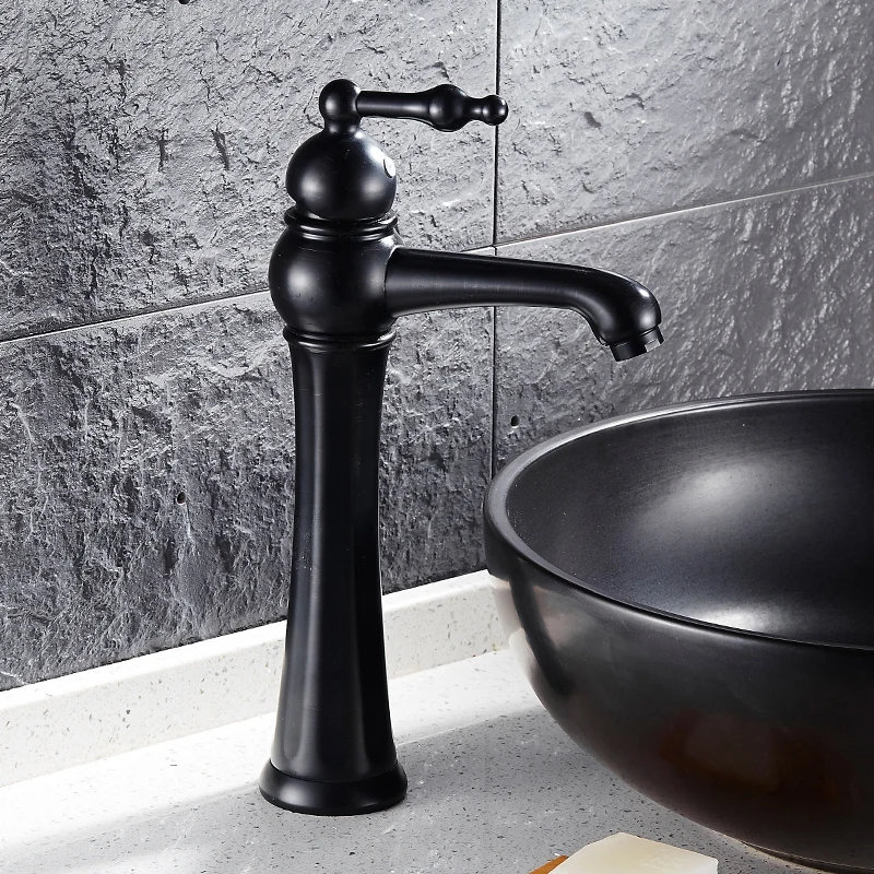 

Cold And Hot Faucet High Black Bronze Kraus Single Handle Basin Bathroom Faucet in Matte Black