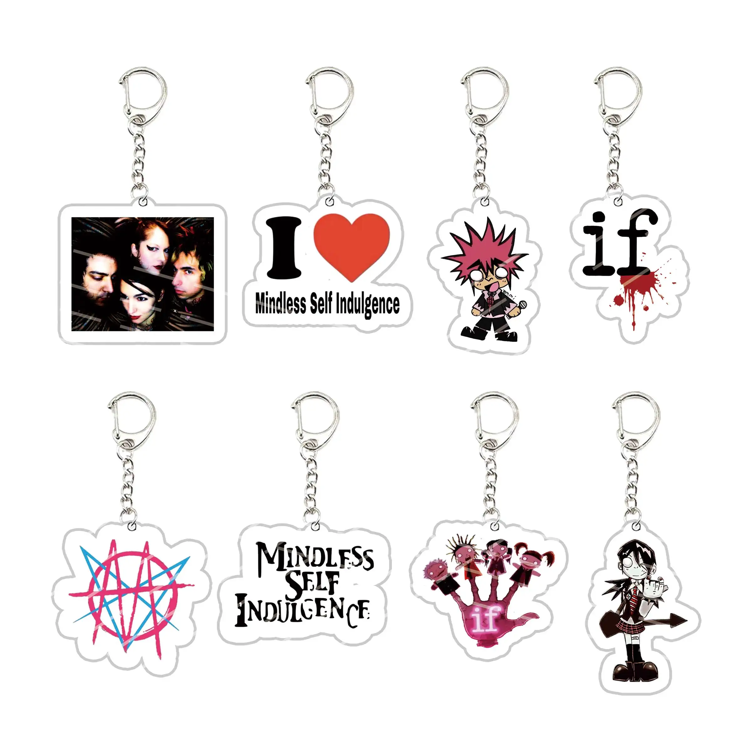 Pop mindless auto indulgência chaveiro para acessórios saco acrílico msl lyn z jimmy pingente chaveiro fãs presentes