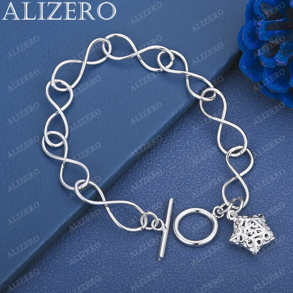 

ALIZERO 925 Sterling Silver OT Buckle Chain Star Charms Bracelets For Women Wedding Party Gifts Bracelet Fashion Jewelry