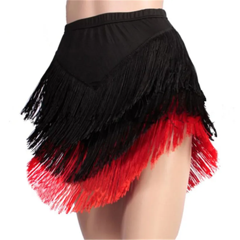 Adult Women Sexy Tassel Latin Dance Short Skirt Lady Irregular Triangle 3 Layer Fringe Skirt Rumba Samba Dancing Clothing XXXXXL