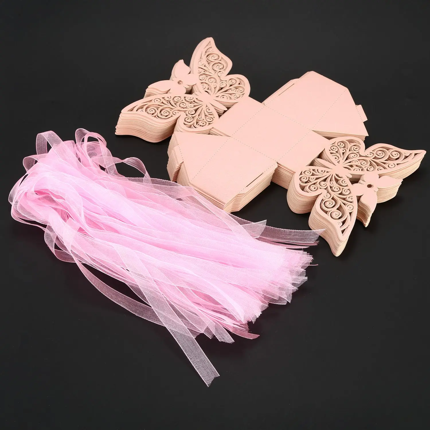 Butterfly Wedding Favour Box, Presentes De Festa De Aniversário, Caixas De Doces, Rosa, 50Pcs