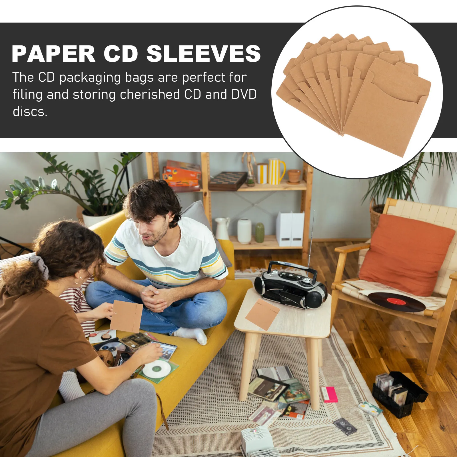 

50Pcs Cd Packaging Bags Kraft Paper Cd Covers for Dvd Storage Solutions Mailers Envelopes Home Office School Business Filing