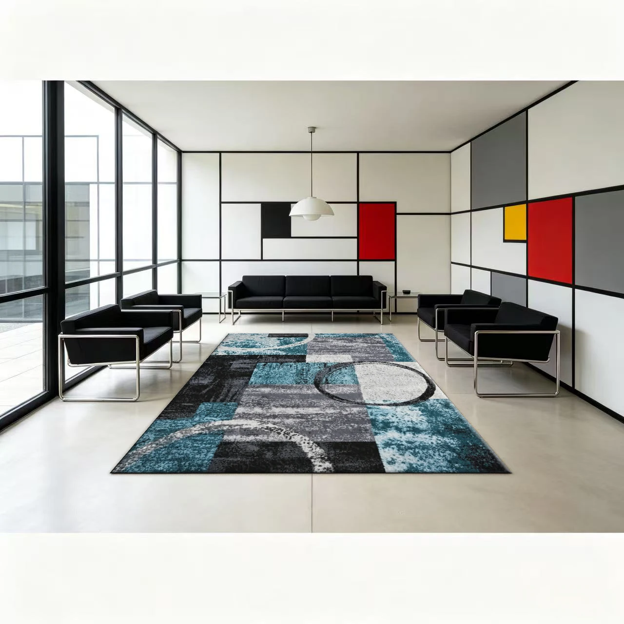 Abstract Circle Block Art Carpet Flooring Modern Fashion Indoor Large Area Floor Rug for Living Room Office