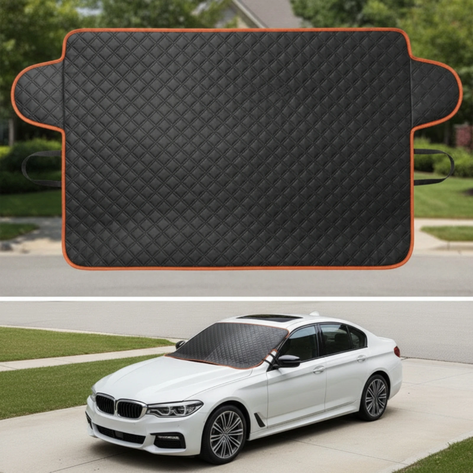 Windshield Cover with Side Extensions Thick Windscreen Cover Front Windshield Frost Guard Lightweight Foldable for Commuters