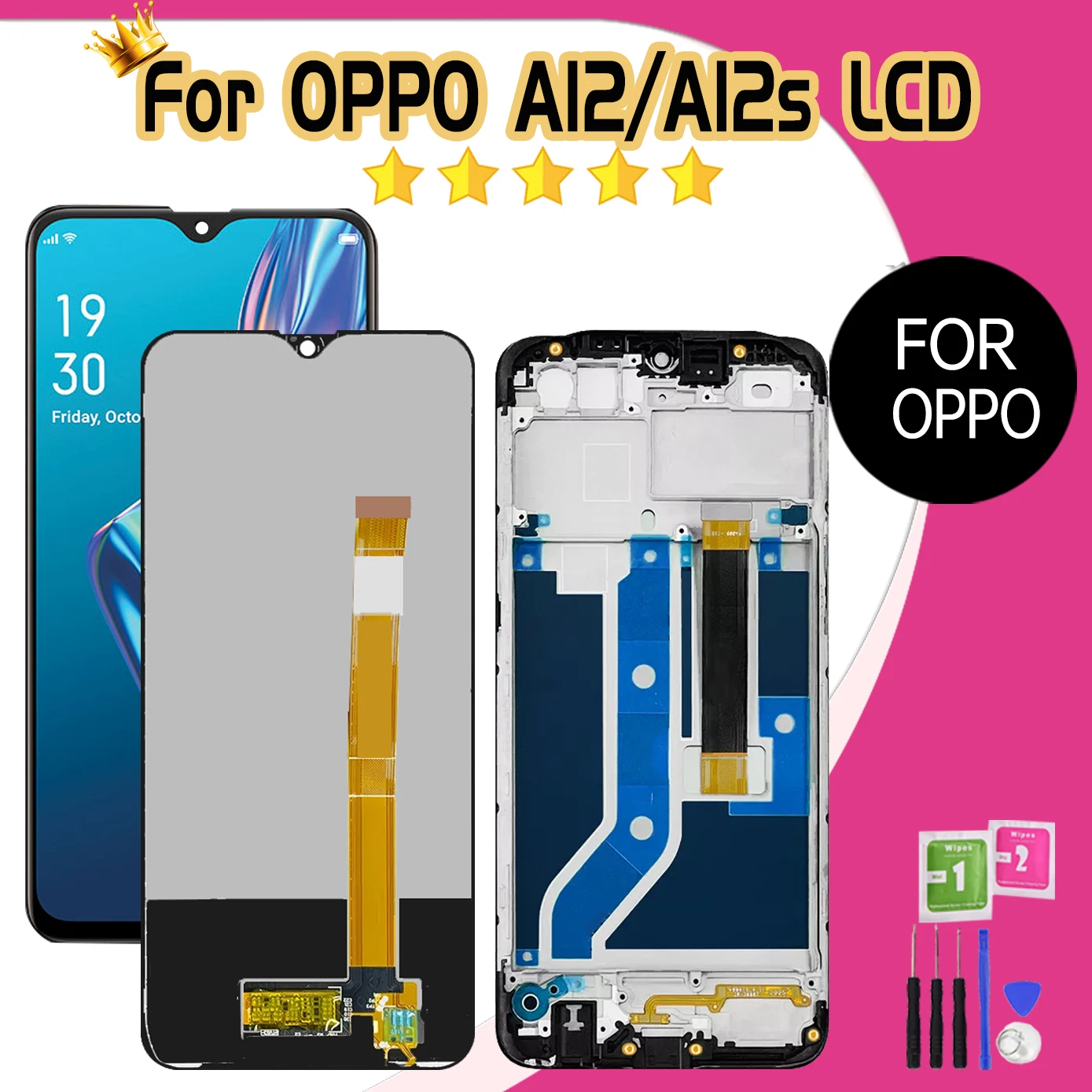 6.22 inch For Oppo A12 2020 Global LCD DIsplay Touch Screen Assembly For Oppo A12s LCD Display Digitizer with frame Replacement