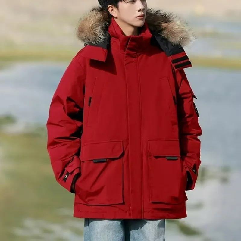 

Luxury Down Jacket Men Winter New 90% White Duck Down Cold Protection Warm Parka Long Skiing Hiking Removable Fur Collar Jackets