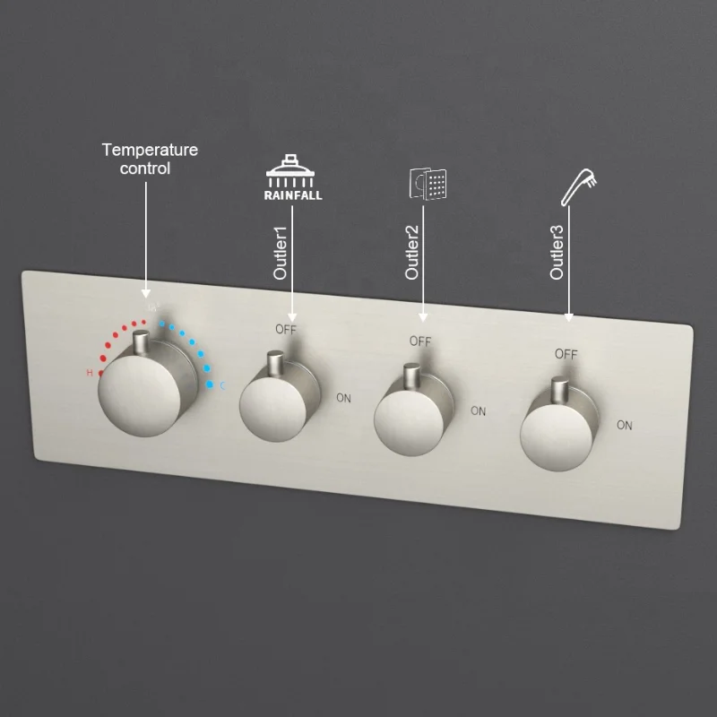 Can Run Simultaneously Water Pressure Thermostatic Diverter 3 Outlet Brass Shower Mixer Valve Cartridge