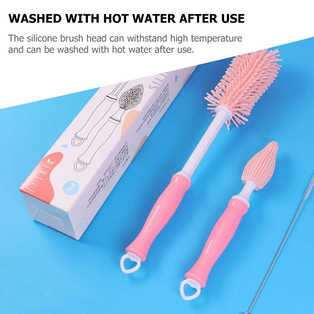 

1 set 1 Set Rotatable Silicone Baby Bottle Brush Straw Pacifier Cleaning Tool Soft Bristles Milk Residue Scrubber