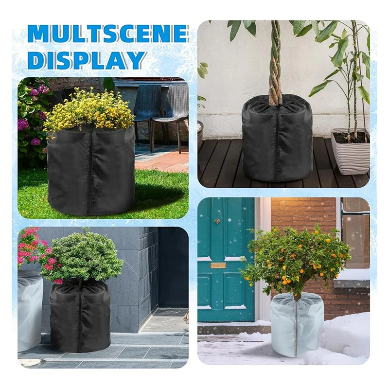 Paquete de 2 cubiertas para macetas para protección contra congelación de invierno, cubierta de protección contra heladas de 18 "X 20" para plantas y arbustos al aire libre, color negro