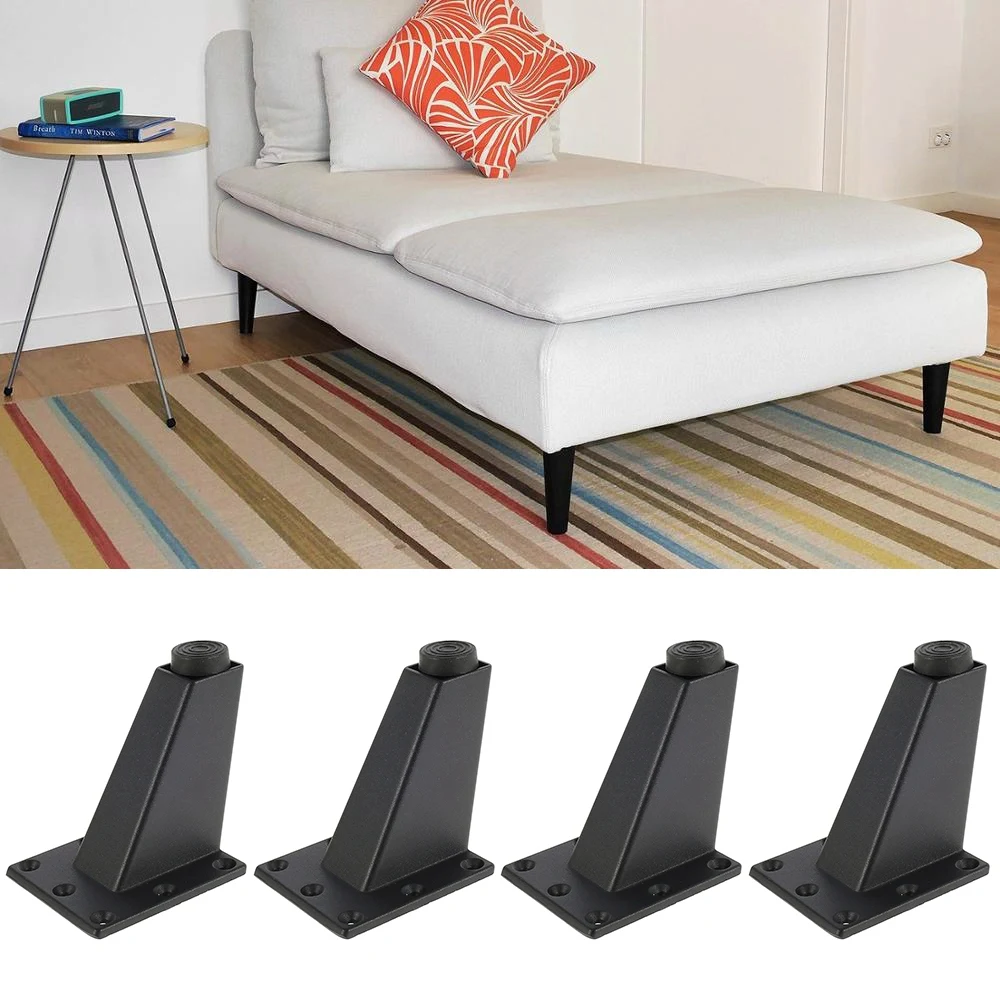 4 Pcs 8cm Adjustable Metal Furniture Leg Thick Aluminum Alloy Table Cabinets Feet Sofa Bed TV Cabinet Legs -Black