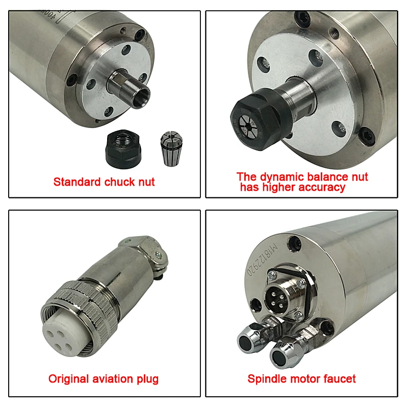 Imagem -05 - Cnc Roteador Kit de Motor Eixo Resfriamento Água 3kw 2.2kw 1.5kw 800w 24000rpm Rolamentos para Faça Você Mesmo Máquina Gravura Madeira ly