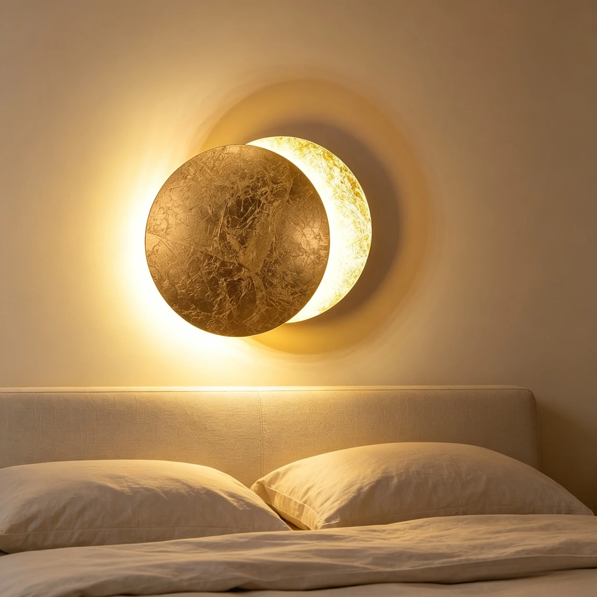 

New Danish Bedroom LED Creative Moon Eclipse Wall Light Nordic Corridor Staircase Exhibition Bedhead Warm Lighting Fixtures