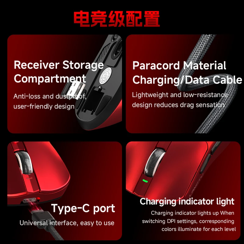 ماوس LANGTU M8 2.4G لاسلكي/بلوتوث/سلكي ثلاثي الموديلات 12000 ديسيبل متوحد الخواص PAW3311 1000K معدل الإرجاع 70g RGB ماكرو ماوس ألعاب