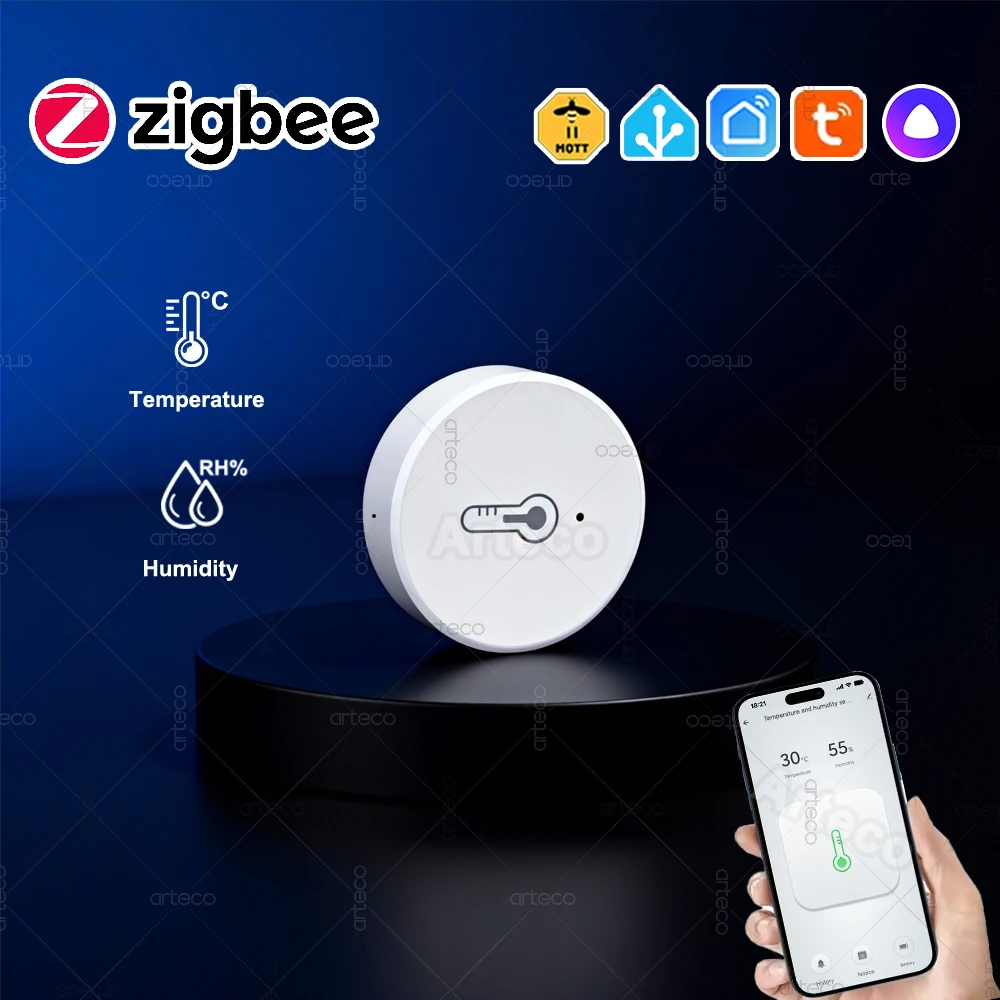 Tuya Zigbee Temperature and Humidity Sensor Smart Home Indoor Hygrometer APP Monitoring Home Automation Works with Zigbee2mqtt