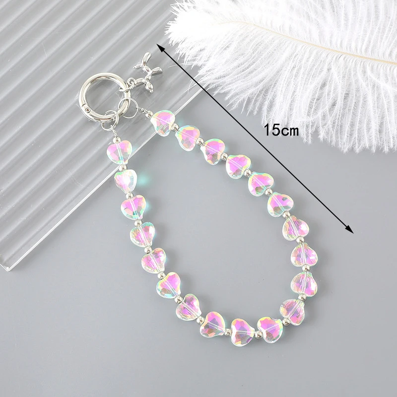 Artificial Crystal Phone Chain For Iphone For Android Anti-lost Mobile Device Camera Hanging Rope Bracelet Keychain Key Rings