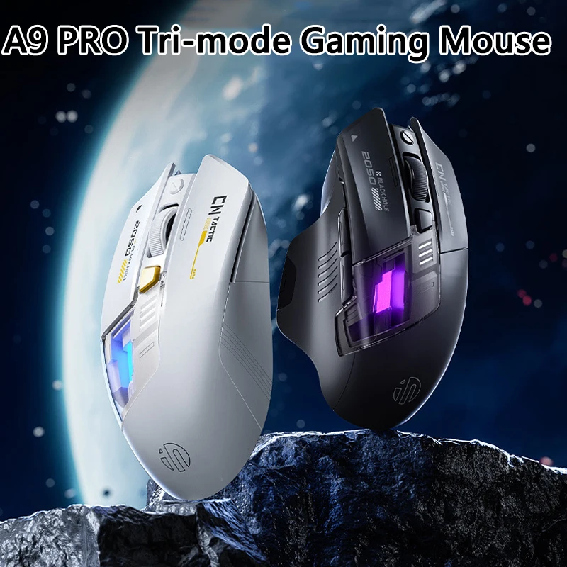 Inphic A9 PRO MAX Novo mouse para jogos com fio/sem fio/bluetooth de três modos, taxa de retorno de 1000 Hz, mouse sem fio de 12800 DPI