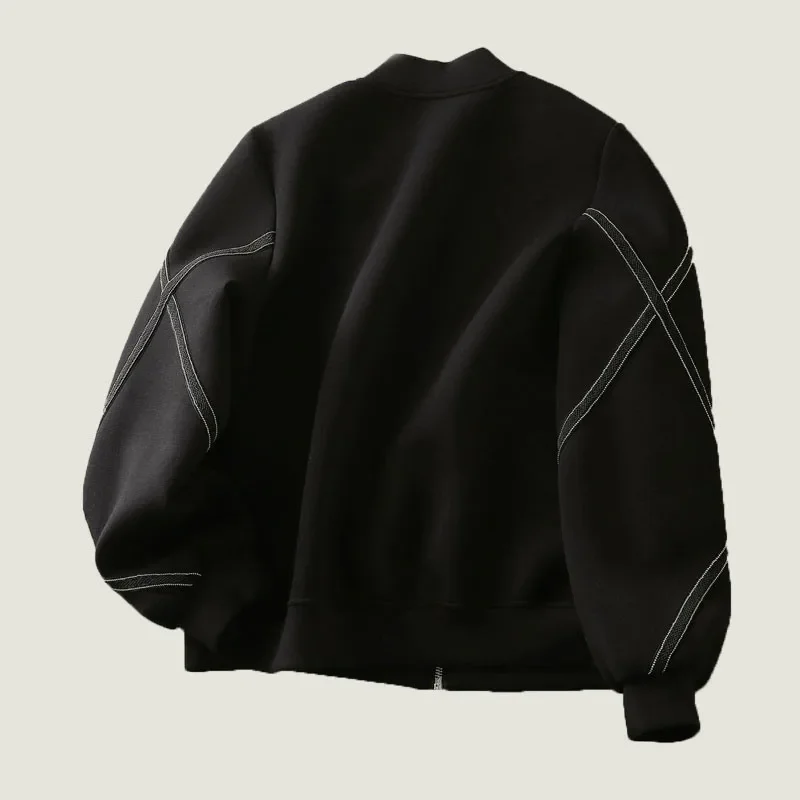 Chaquetas Bomber informales negras para mujer, ropa de abrigo recortada de béisbol de manga larga de gran tamaño, moda coreana, primavera y otoño, N27