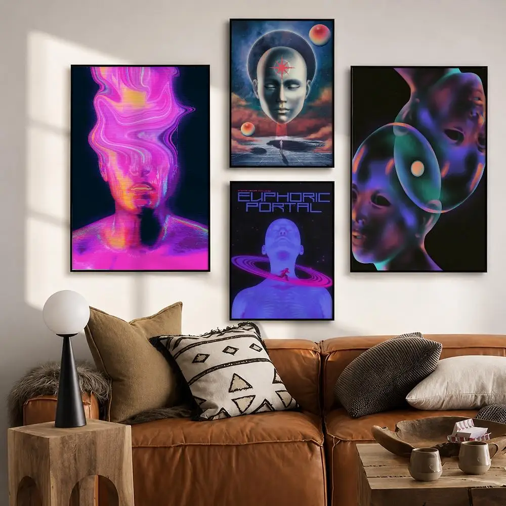 Universal Entertainment A-Abstract FuturismS Poster Vintage Retro Anime Poster Stickers Peel and Stick Wall Art Home Decor