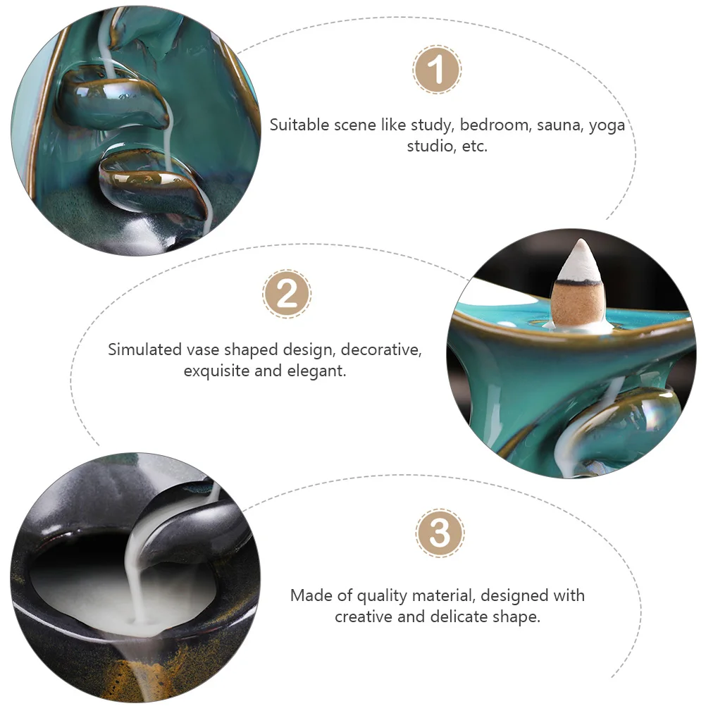 

Backflow Incense Burner Ceramic Censer Lotus Shaped Design Home Decor Bedroom Sauna Yoga Studio Gift