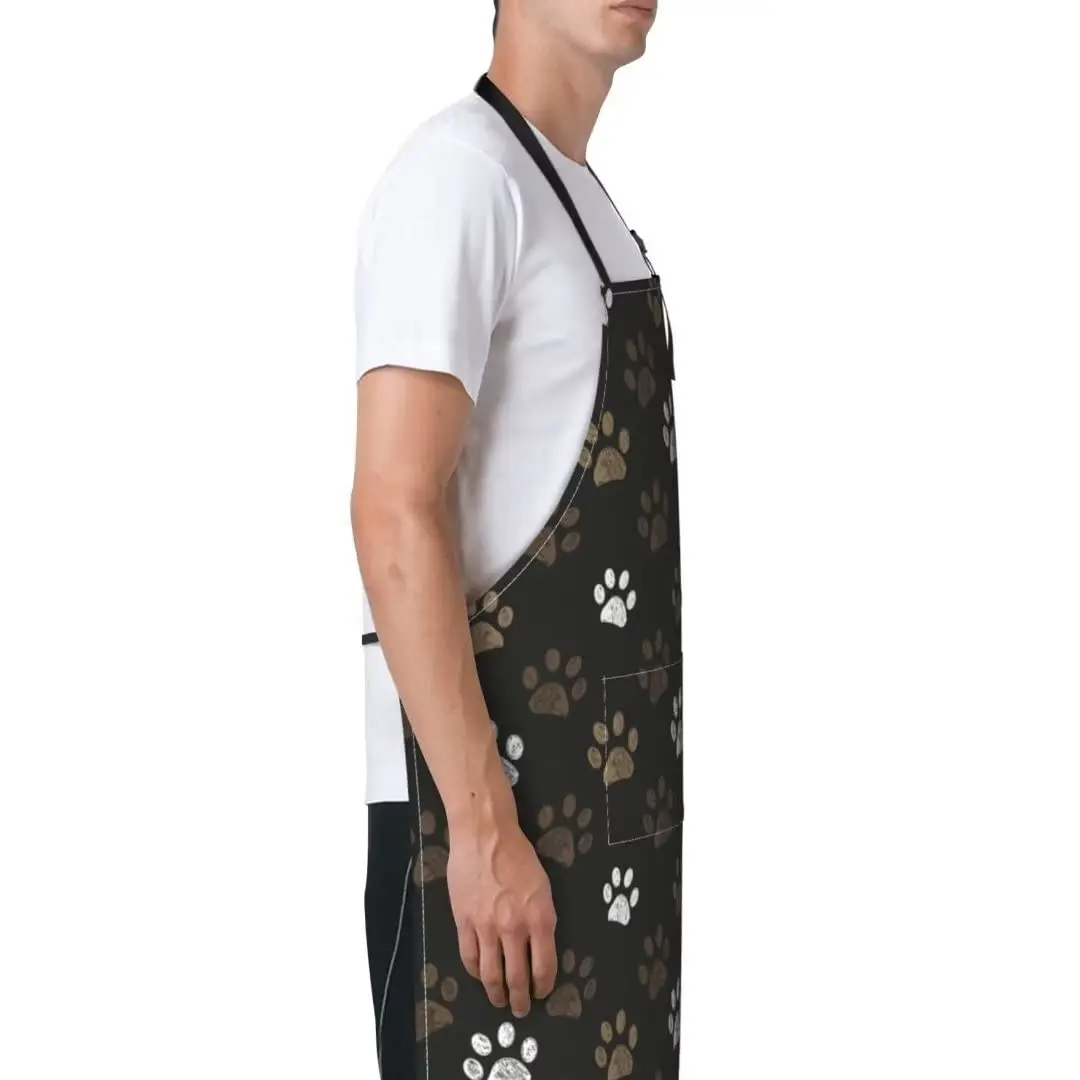 Dog Grooming Apron Waterproof Cute Pet Animal Dog Paws Apron With 2 Pockets & Adjustable Neck Chef Groomer Apron