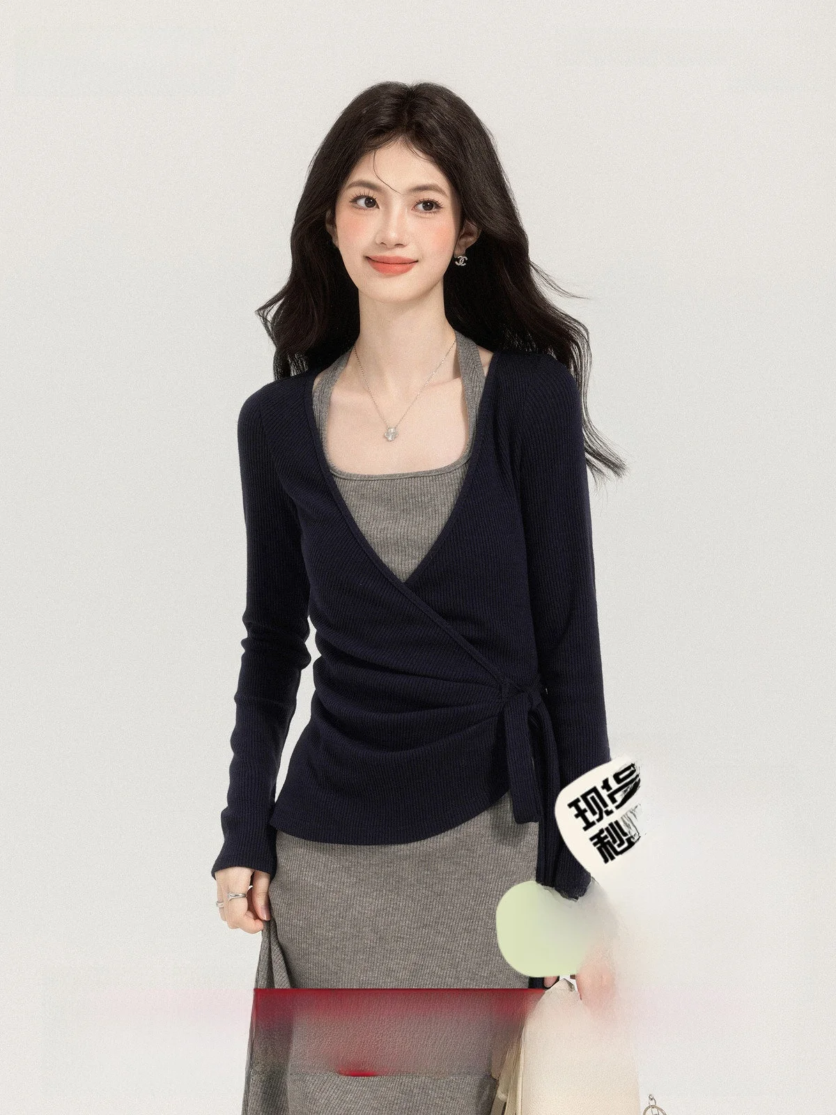 

Оригинальный книжный магазин Qiu Yang Xi Cornell, осенне-зимний утягивающий длинный комплект Dr, универсальный облегающий повседневный женский комплект Faion