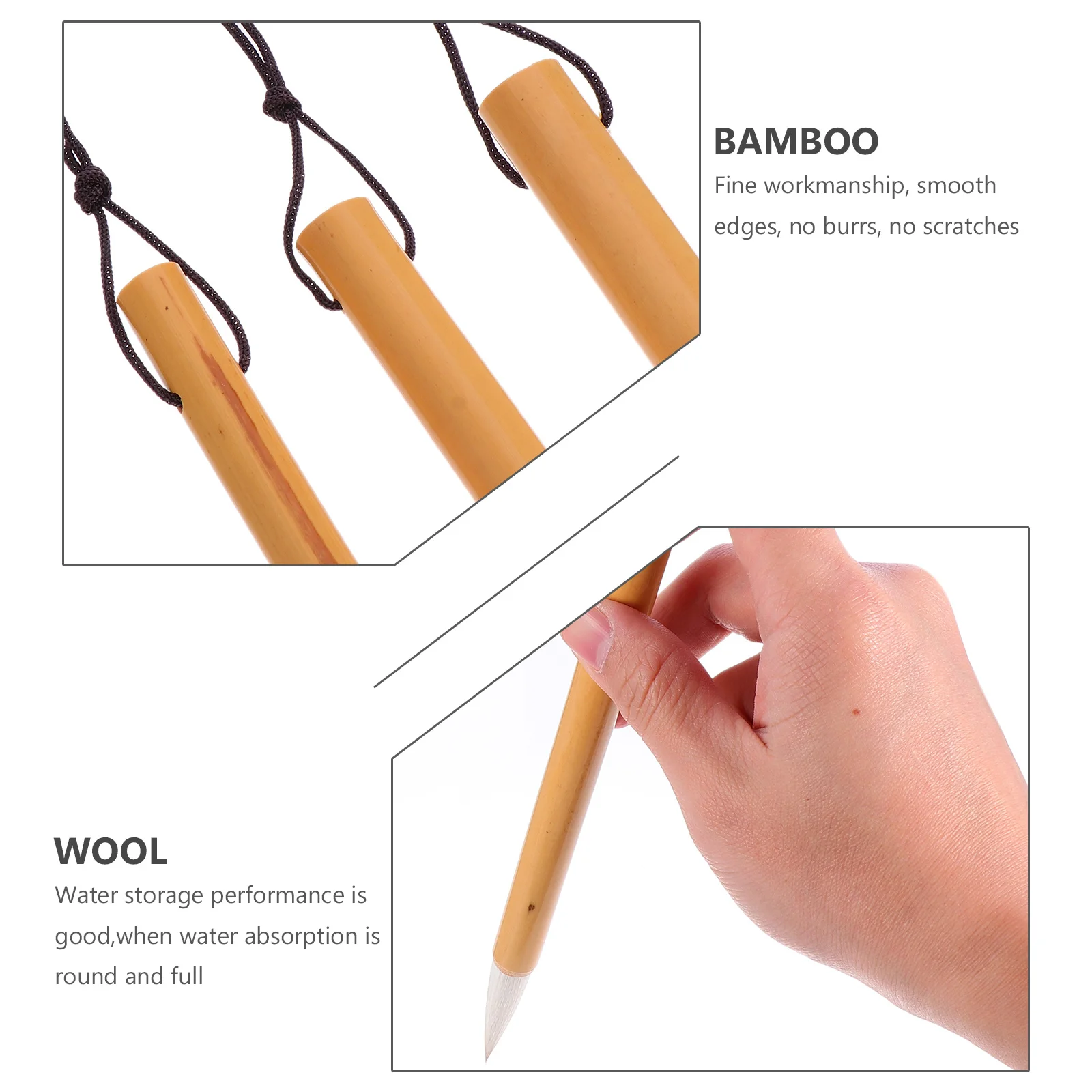 

3pcs Chinese Calligraphy Brush Set For Beginners Fine Workmanship Water Storage Writing Painting Art Supplies Drawing Pen