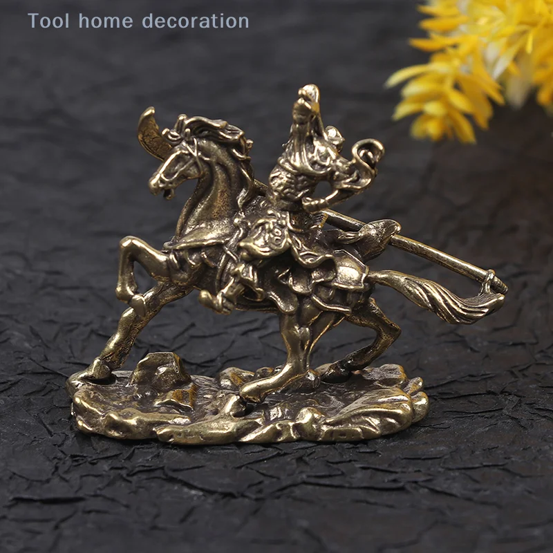 

Brass God of Wealth Riding Horse Guan Gong Statue Home Decoration Accessories