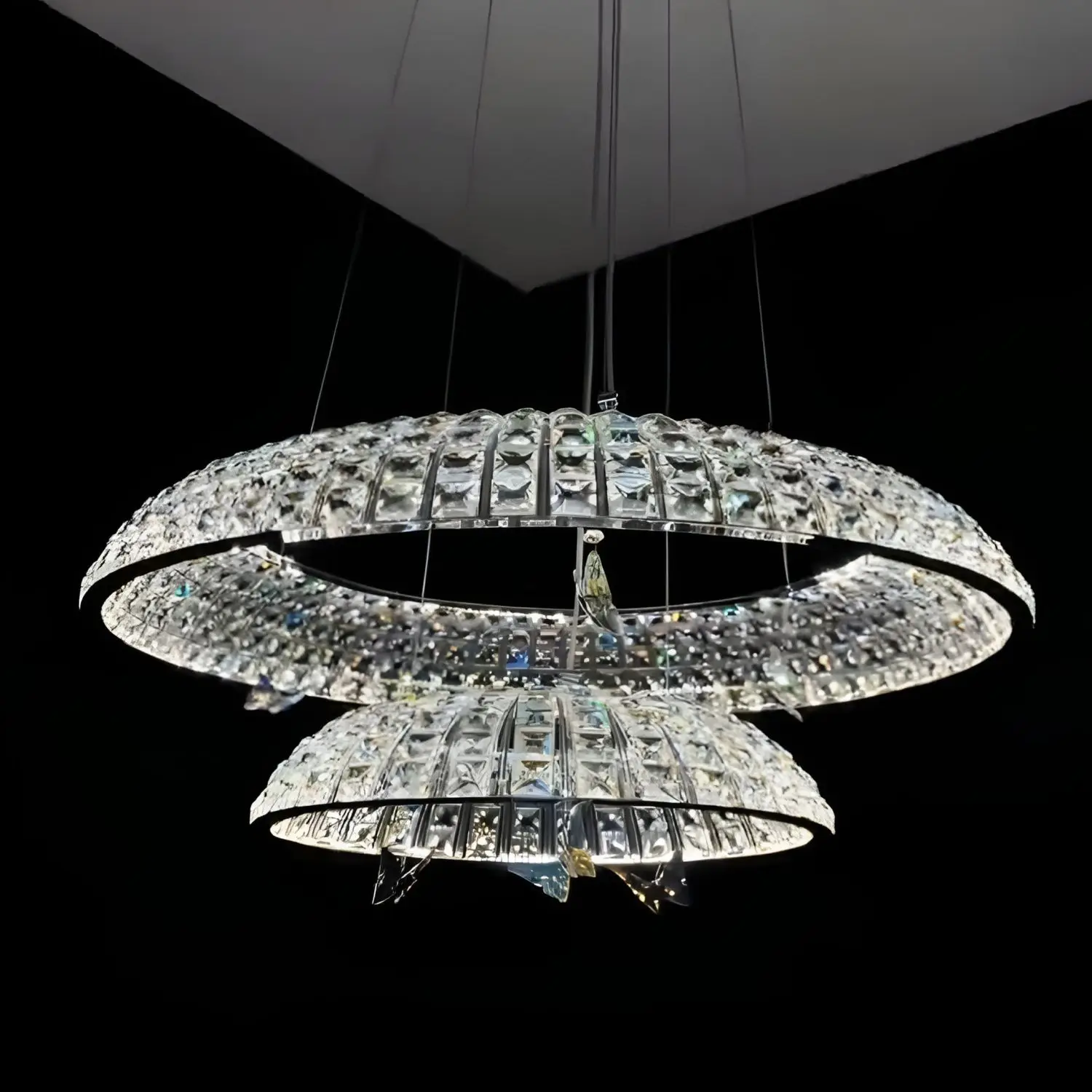 

Crystal butterfly pendant light Villa duplex building Italian postmodern light luxury lamp